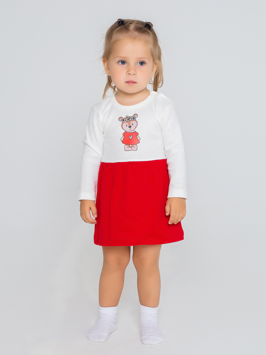 Детское боди-платье "Милашка" 20266 Кремовый, красный