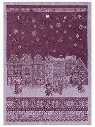 Полотенце с жаккардовым рисунком "Зимний город" / Бордо