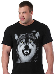 Мужская футболка "Волк" 1609-К / Черный