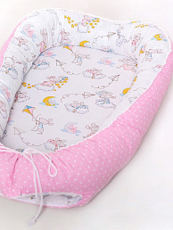 Кокон-гнездышко для новорожденного "Мышки" / Розовый