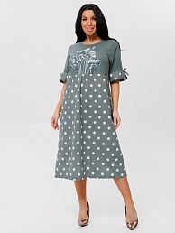 Женское платье Пл-67(К) / Серо-зеленый (горох)