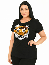 Женская футболка аппликация Тигр